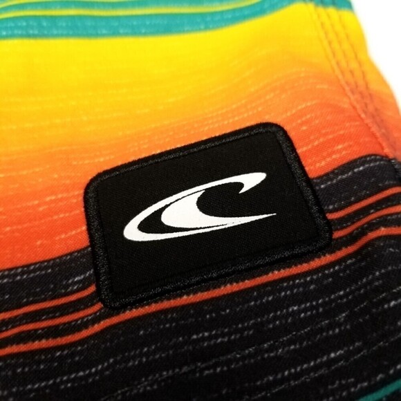 O'Neill 90s Y2k Striped Santa Cruz 11 Inch Board Shorts Swim Trunks Men 36 Green - Picture 5 of 11